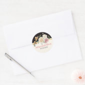 Zwarte, Ivoorkleurige, Gouden Bloemenboeket Ronde Sticker (Envelop)