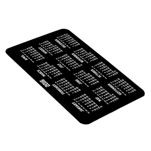Zwarte Jaarkalender 2016 Grote Flexibele Magneten (Rechterzijde)