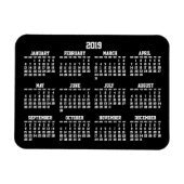 Zwarte jaarlijkse kalender 2019 kleine flexibele m magneet (Horizontaal)