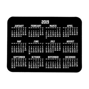 Zwarte jaarlijkse kalender 2019 kleine flexibele m magneet