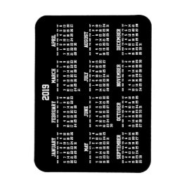 Zwarte jaarlijkse kalender 2019 kleine flexibele m magneet