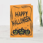 Zwarte Jack O' Lanterns & Spinnen Halloween Kaart (Voorkant)
