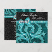 Zwarte Jade Groene Glitters Zweet Sixteen Verjaard Kaart (Voorkant / Achterkant)