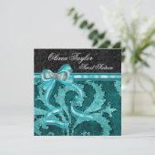 Zwarte Jade Groene Glitters Zweet Sixteen Verjaard Kaart (Staand voorkant)