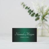 Zwarte Jager Groen Ombre Elegant Schrift Visitekaartje (Staand voorkant)