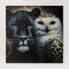 Zwarte Jaguar en Sneeuwuil Ogen van de Wilde Puzze Legpuzzel
