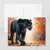 Zwarte Jaguar Herfst Waterverf Briefkaart (Voorkant / Achterkant)