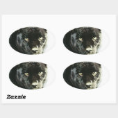 Zwarte Jaguar Panther Ogen Ovale Stickers (Vel)