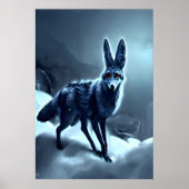 Zwarte jakhals in de sneeuw | AI Art Poster (Voorkant)