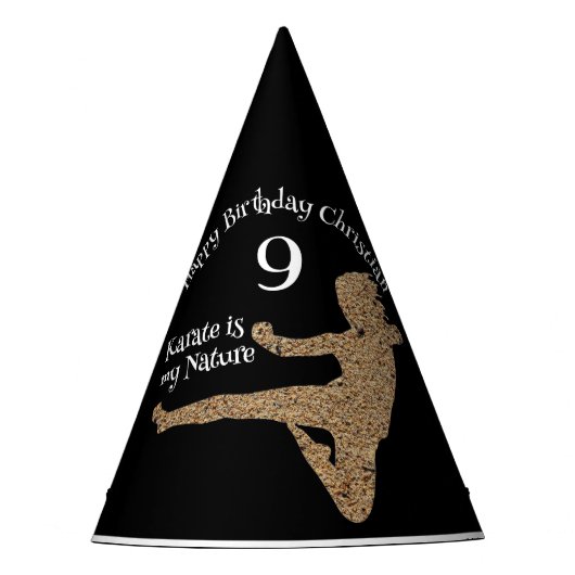 Zwarte Japan Boy Martial Arts Karate Verjaardagspa Feesthoedjes (Voorkant)