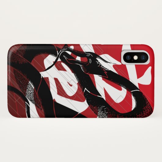Zwarte, Japanse dragon rode achtergrond Case-Mate iPhone Case (Achterkant (horizontaal))
