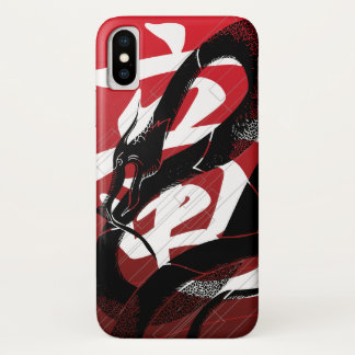Zwarte, Japanse dragon rode achtergrond Case-Mate iPhone Case