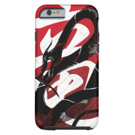 Zwarte, Japanse dragon rode achtergrond Case-Mate iPhone Case