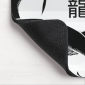 Zwarte, Japanse dragon witte achtergrond Muismat (Hoek)