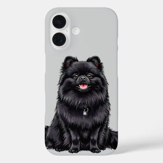 Zwarte Japanse spitz hond Case-Mate iPhone Case (Achterkant)
