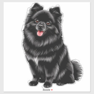Zwarte Japanse Spitz pomeranian kawaii hond Sticker