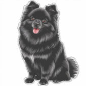 Zwarte Japanse Spitz Sticker (Voorkant)