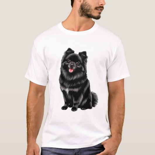 Zwarte Japanse Spitz T-shirt (Voorkant)
