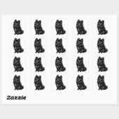 Zwarte Japanse Spitz Vierkante Sticker (Vel)