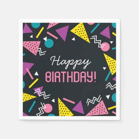 Zwarte jaren 80 Patroon Verjaardag servetten (Voorkant)