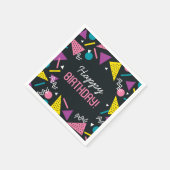 Zwarte jaren 80 Patroon Verjaardag servetten (Hoek)