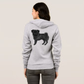 Zwarte jas kleur pug mops Hondenras illustratie Hoodie (Achterkant volledig)