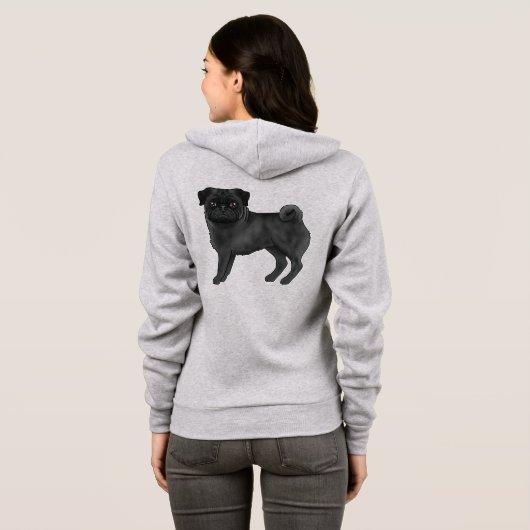 Zwarte jas kleur pug mops Hondenras illustratie Hoodie (Achterkant volledig)