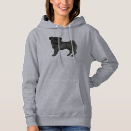 Zwarte jas kleur pug mops Hondenras Schattige ontw Hoodie