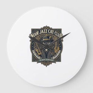 Zwarte Jazz Kat Kat Vader Cadeau Idee - Noir Jazz Grote Klok