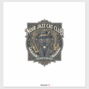 Zwarte Jazz Kat Kat Vader Cadeau Idee - Zwarte Jaz Sticker