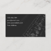 Zwarte jazzmuziek saxofoon recital visitekaartje (Achterkant)