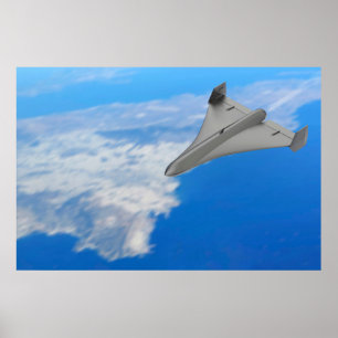 Zwarte jet aangedreven militaire drone poster