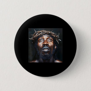 Zwarte Jezus, Christendom, Kerk, Christus, Jezus _ Ronde Button 5,7 Cm