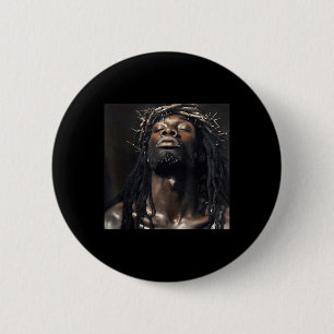 Zwarte Jezus, Christendom, Kerk, Christus, Jezus _ Ronde Button 5,7 Cm