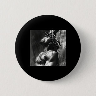 Zwarte Jezus, Christendom, Kerk, Christus, Jezus _ Ronde Button 5,7 Cm