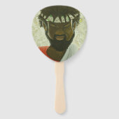 Zwarte Jezus keert handventilator terug Handwaaier (Achterkant)