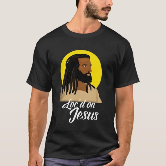 Zwarte Jezus met Christelijke C van Locs African A T-shirt (Voorkant)