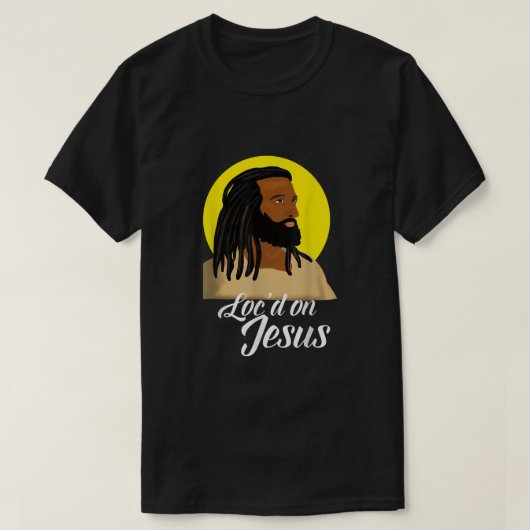Zwarte Jezus met Christelijke C van Locs African A T-shirt (Design voorkant)