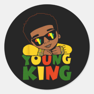 Zwarte jonge koning Zwarte Geschiedenis Maand Kind Ronde Sticker
