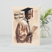  zwarte jongen afstuderen felicitaties aankondiging (Staand voorkant)