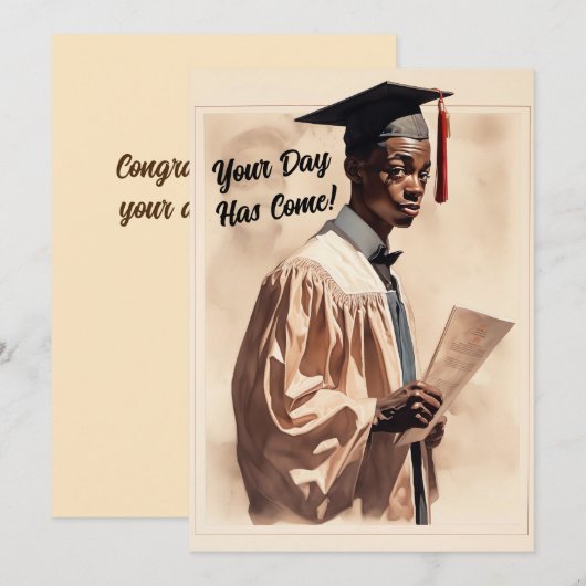zwarte jongen afstuderen felicitaties aankondiging (Voorkant / Achterkant)