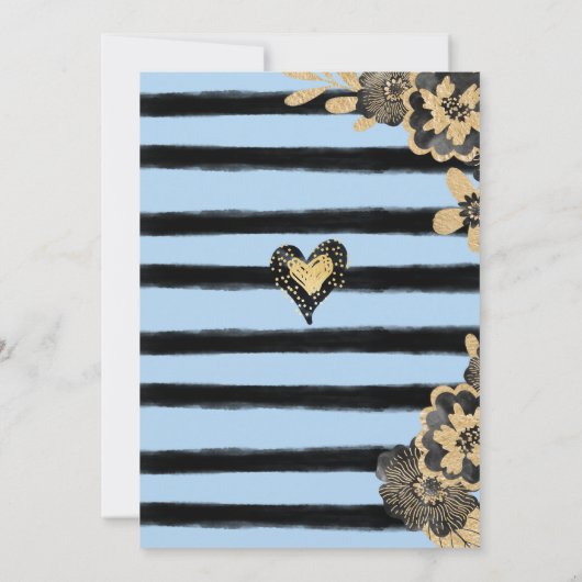 Zwarte jongen Blauwe Gouden Eenhoorn Baby Shower U Kaart (Achterkant)