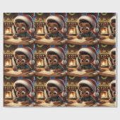 Zwarte jongen die een brief aan Santa inpakpapier  (Vlak)