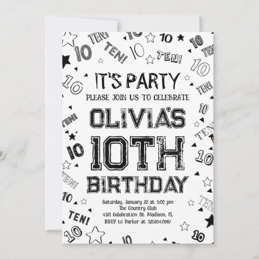 Zwarte jongen nummer tien verjaardagsfeestje kaart (Voorkant)