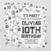 Zwarte jongen nummer tien verjaardagsfeestje kaart (Voorkant / Achterkant)