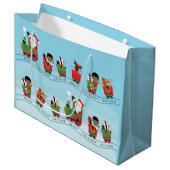 Zwarte jongen op kersttrein groot cadeauzakje (Voorkant Gekanteld)