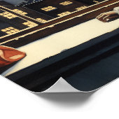 Zwarte jongen staren bij kerstavond stadslichten poster (Hoek)