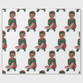 Zwarte jongen verjaardagscadeau melanine jongens K Cadeaupapier (Vlak)