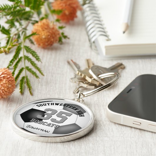 zwarte jongens : jersey nummer voetbal sleutelhanger (Zijkant)