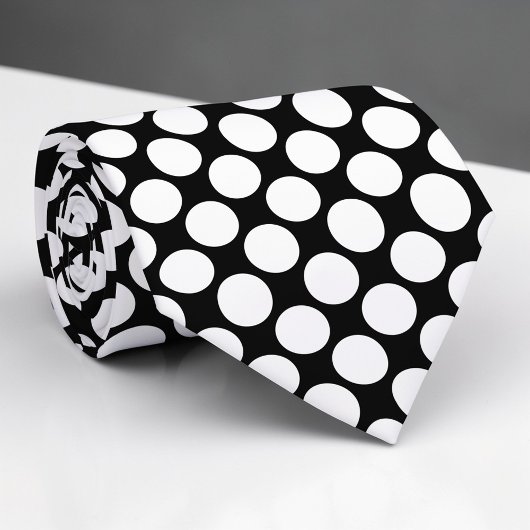 Zwarte Jumbo Stippen Custom Necktie Stropdas